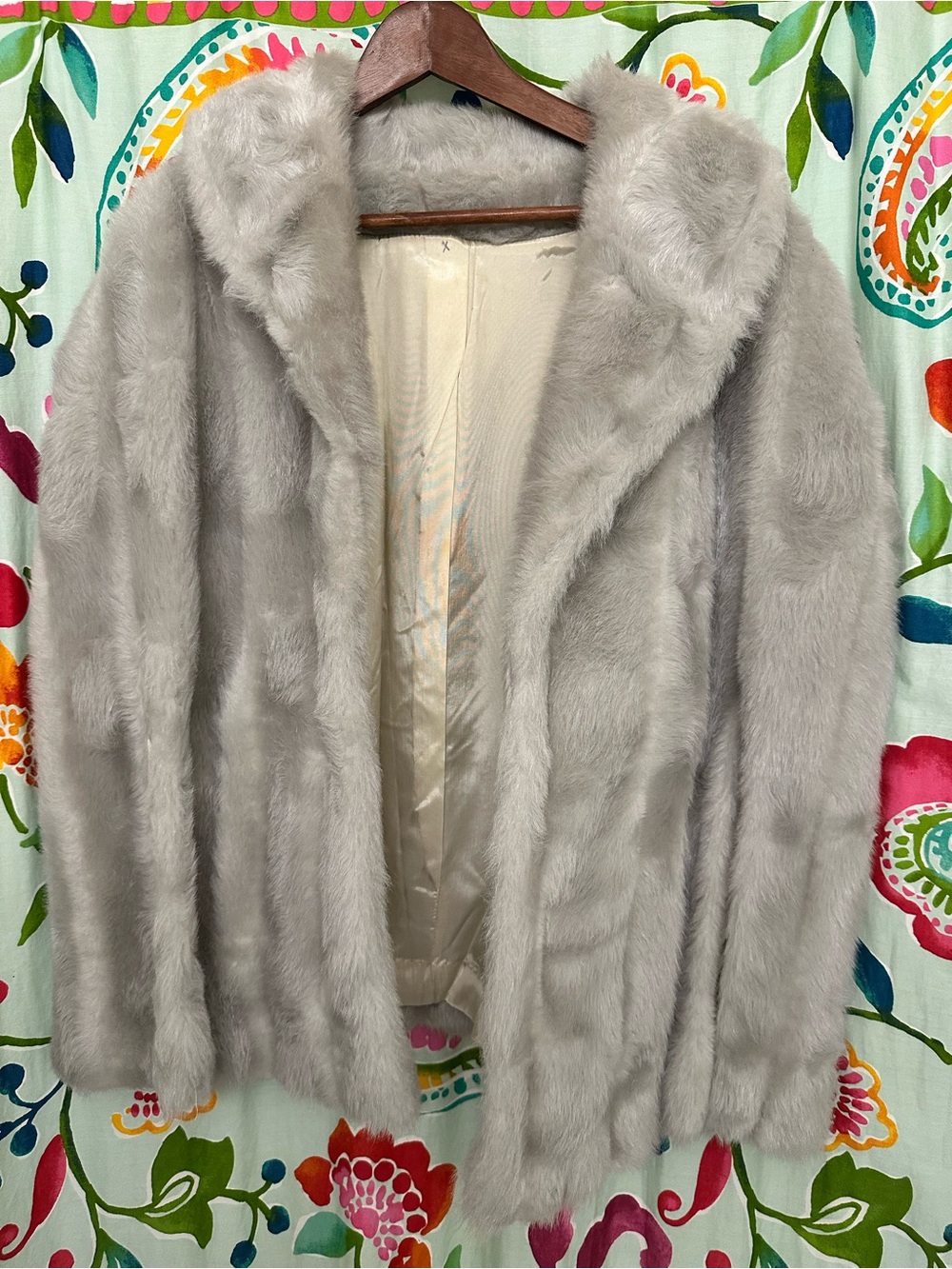 Gray Faux Fur Coat - vintage
